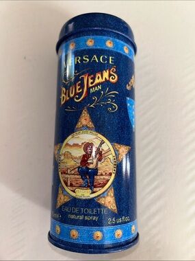 Versace Blue Jeans Man Tin in Deep Blue with Gold Accents